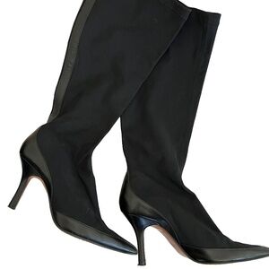 Charles by Charles David Sleek Leather and Spandex Knit Pull-on Boot 8.5